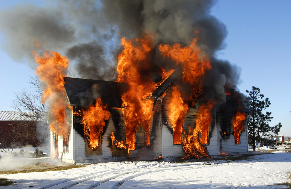 House burning down